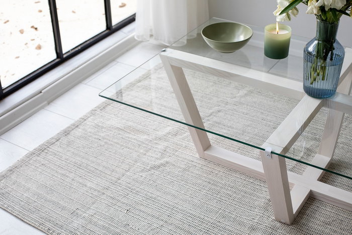 Hanah Home Amalfi Mesa de Centro Blanca con Cristal Templado